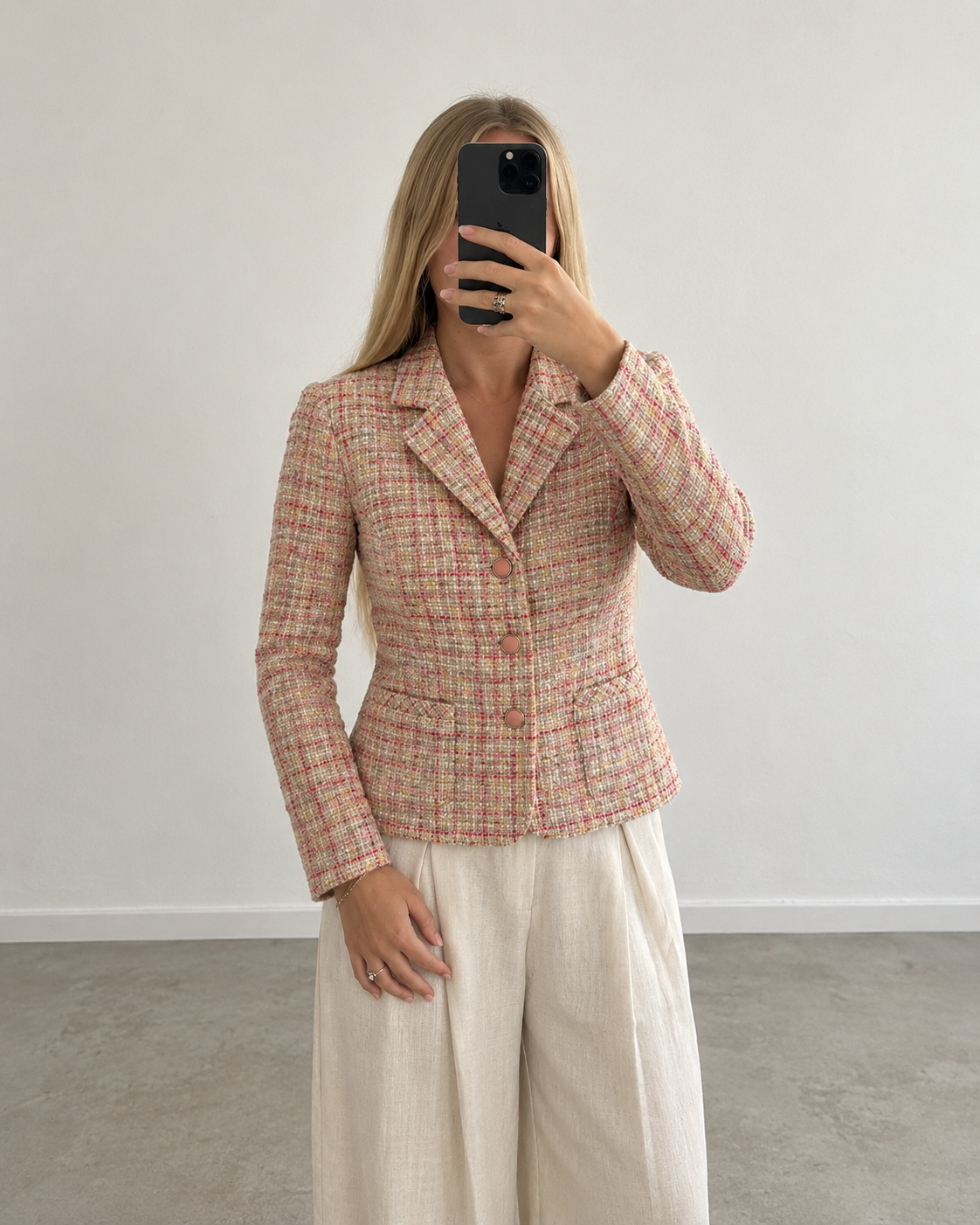 Blush pink tweed blazer (s/m)