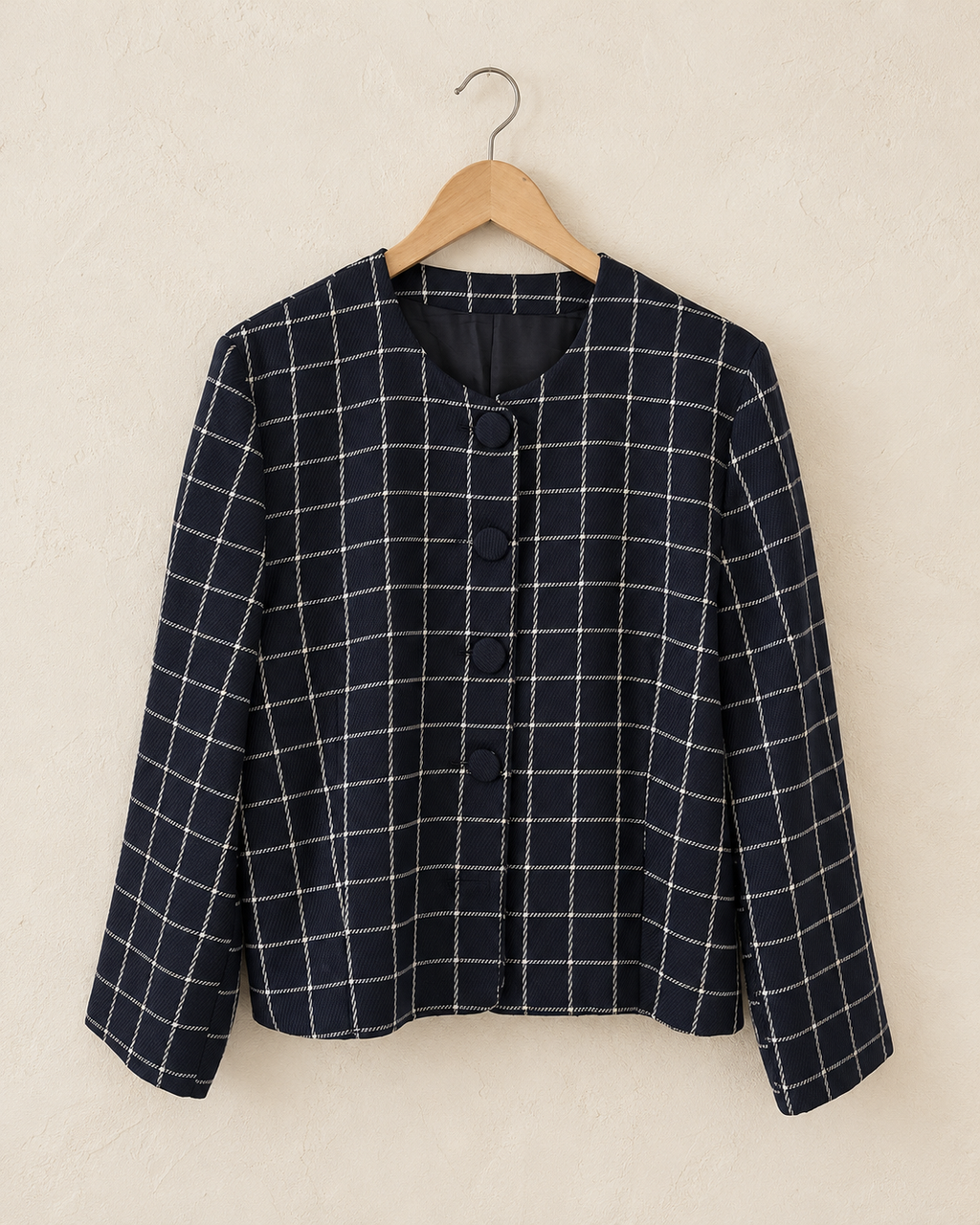 Navy checked blazer (m)