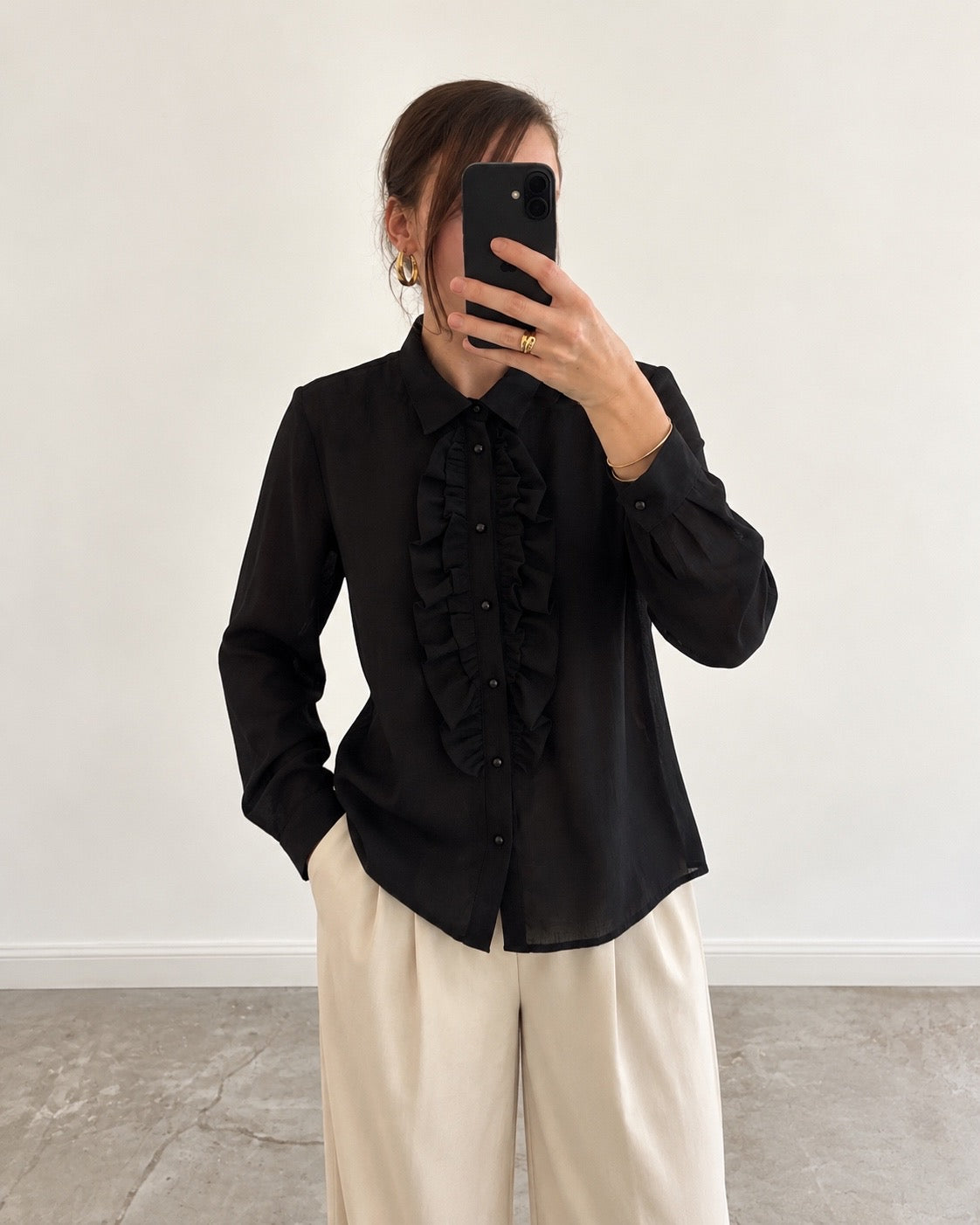 Black ruches blouse (m)