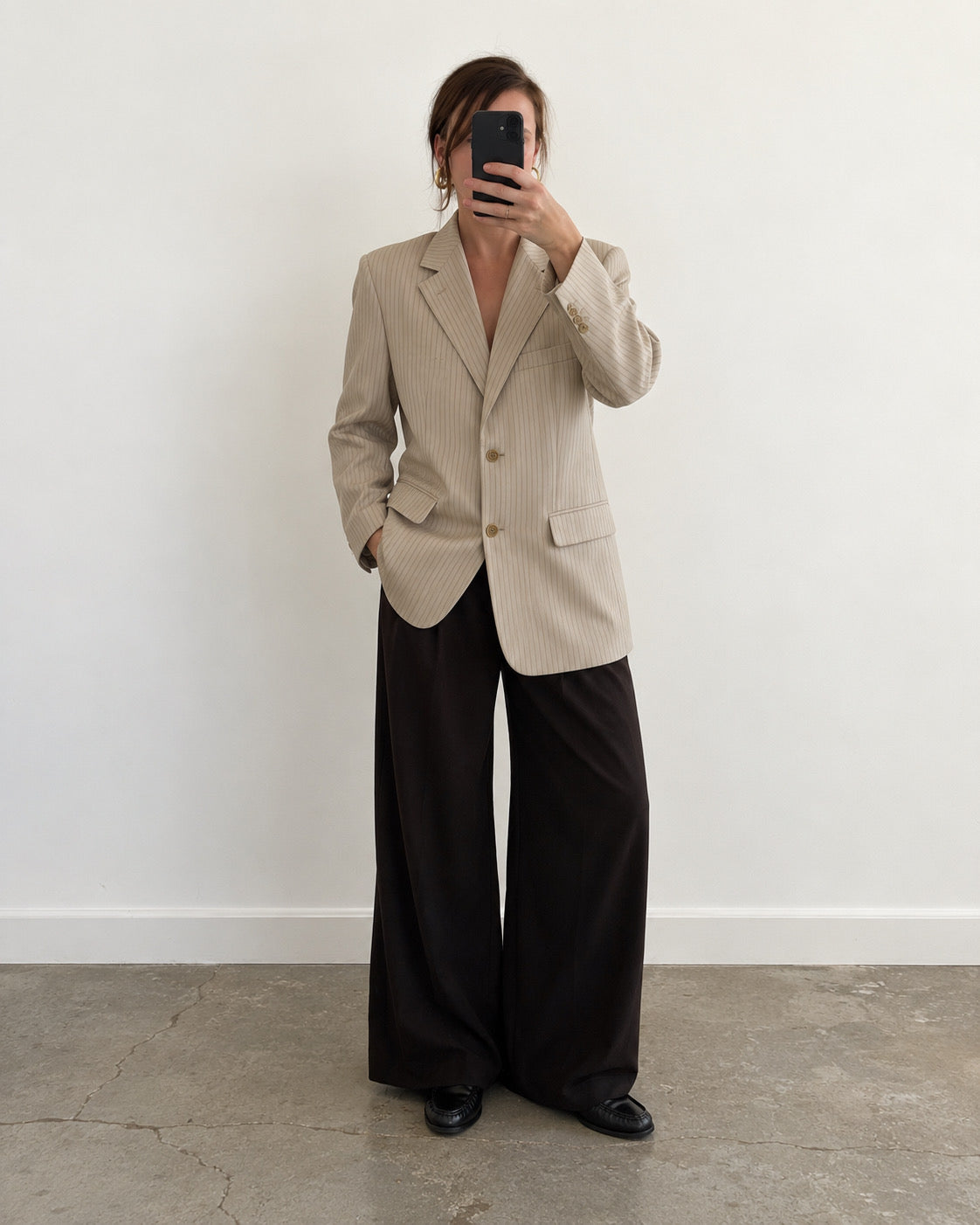 Beige Pinstripe blazer (m)