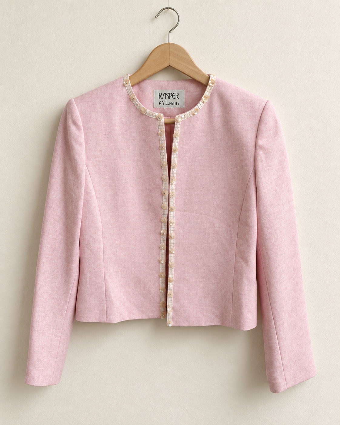 Soft pink embellished blazer (s/m)