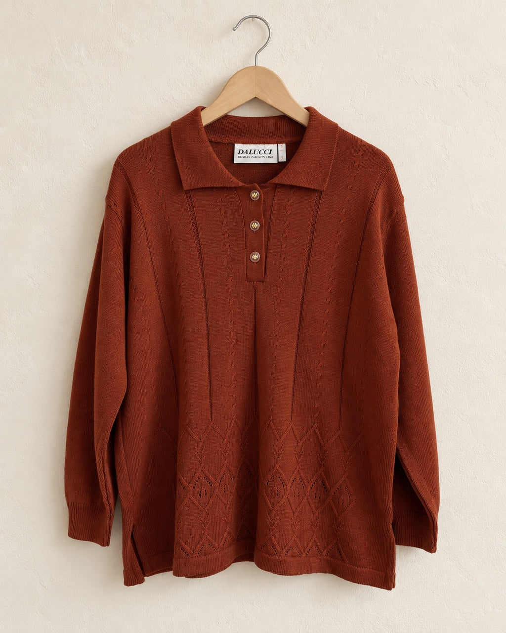 Rust brown collared knit sweater (L)