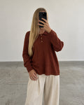 Rust brown collared knit sweater (L)