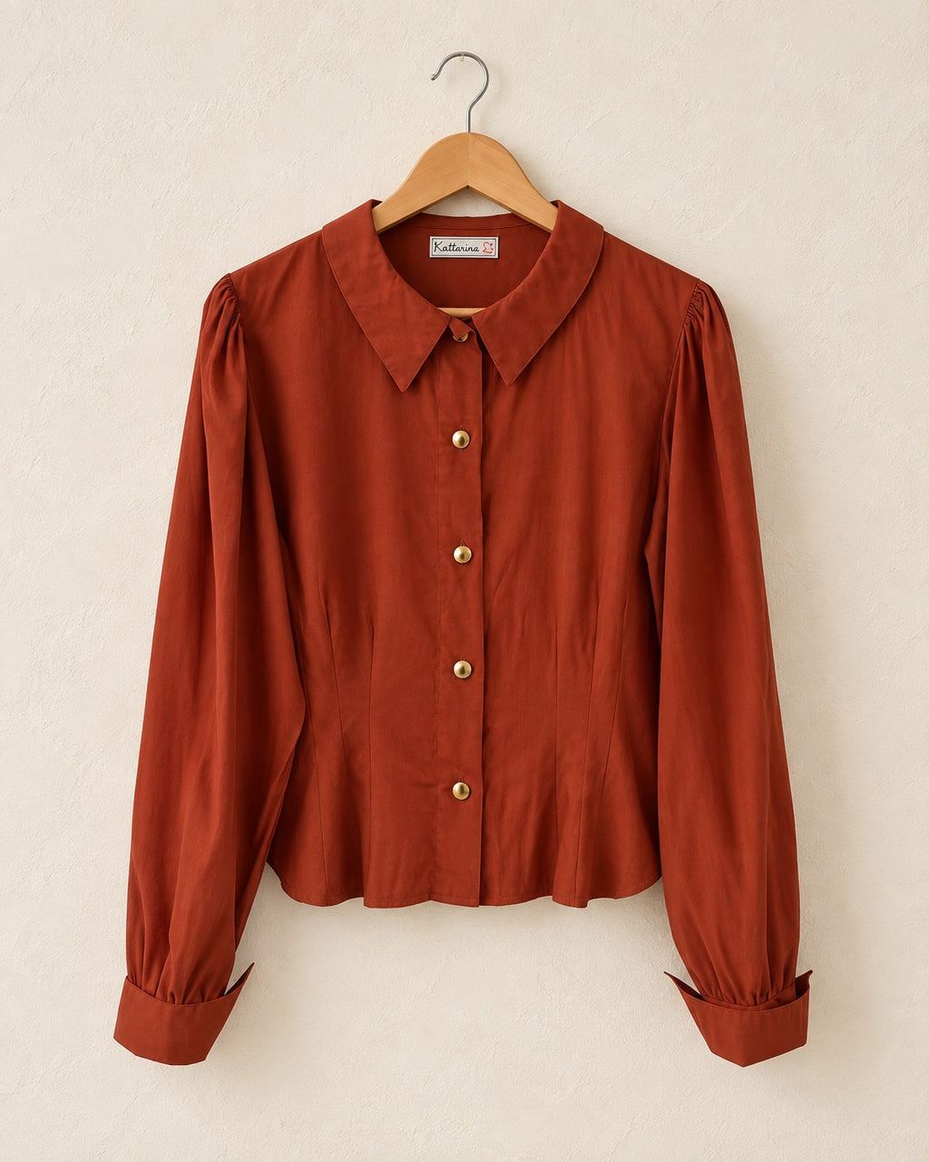 Burnt orange tailored blouse (s)