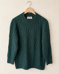 Dark forest green cable knit (m)