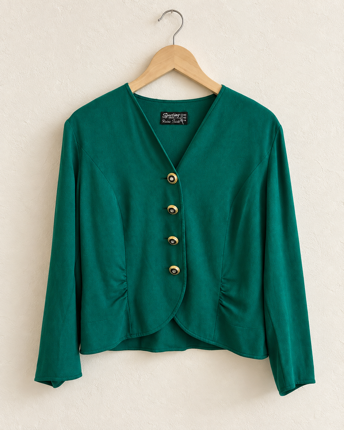 Emerald green silk blazer (m)