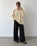 Crème wool jumper (L)