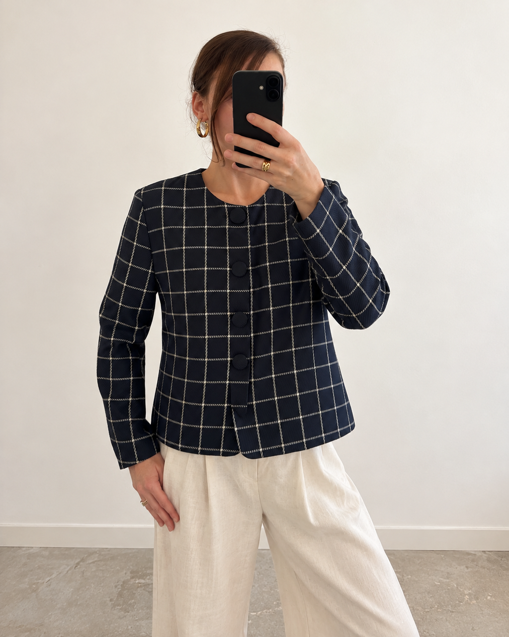 Navy checked blazer (m)