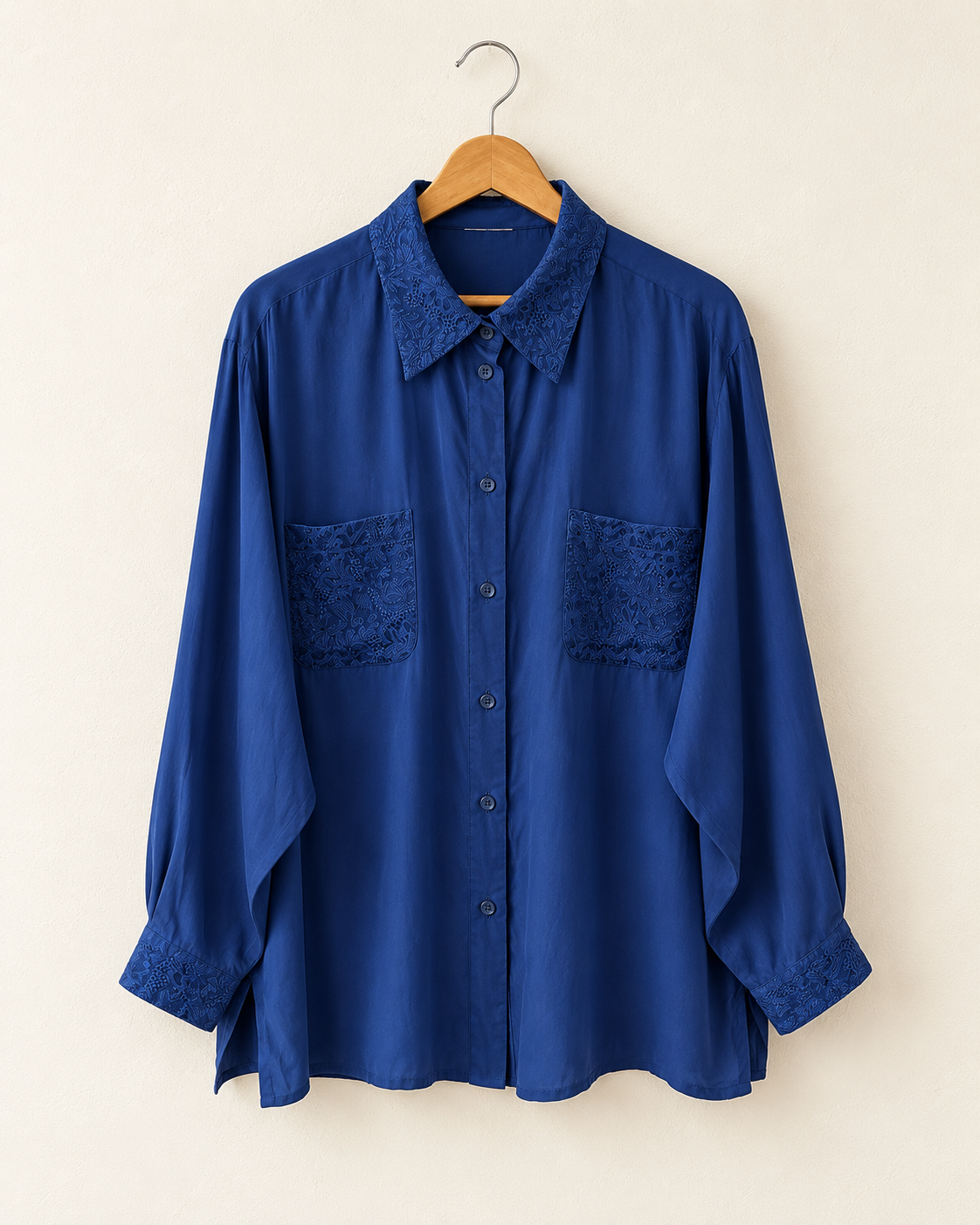 Blue silk blouse (L)