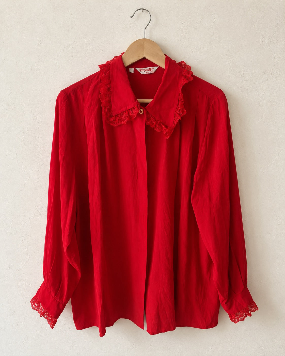 Red silk blouse (l)