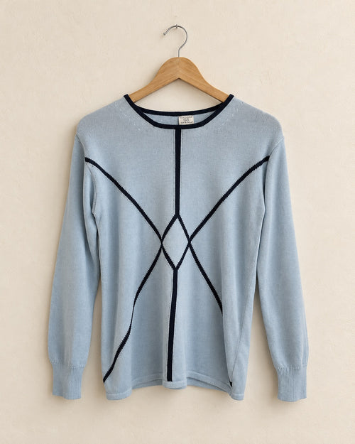 Baby blue geometric sweater (S/M)