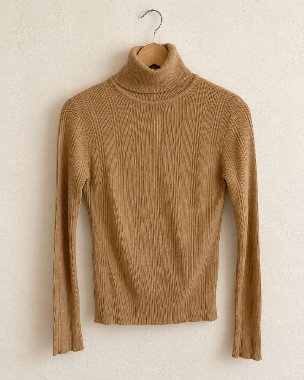 Caramel ribbed turtleneck sweater (xs)