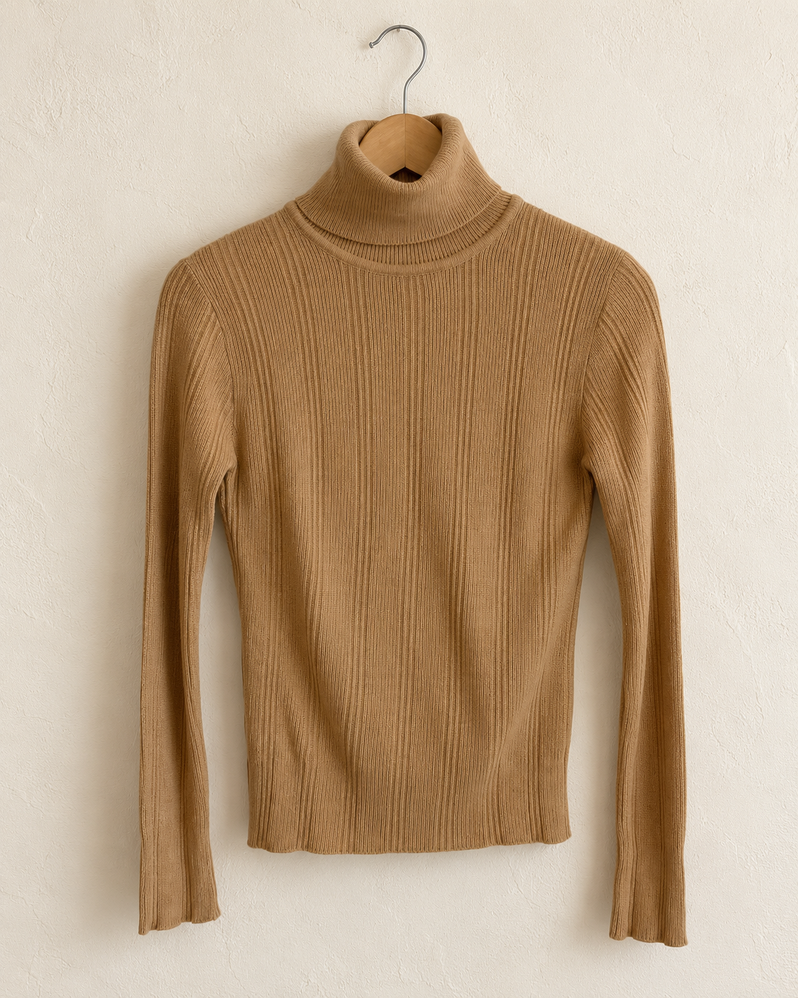 Caramel ribbed turtleneck sweater (xs)