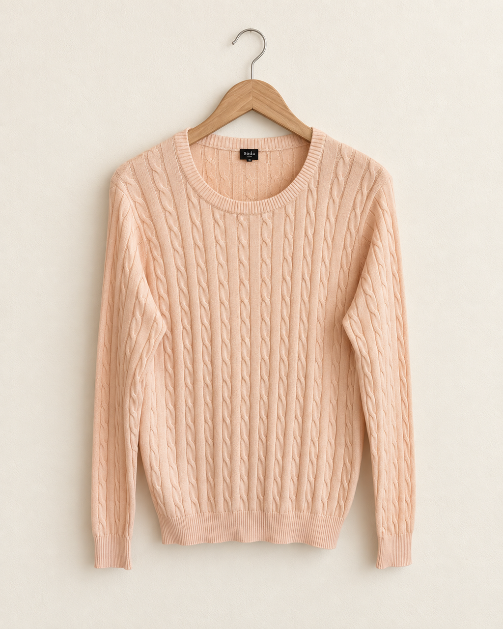 Blush pink cableknit sweater (s/m)