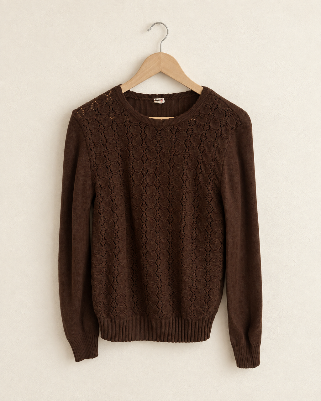 Chocolate brown cableknit sweater (s)