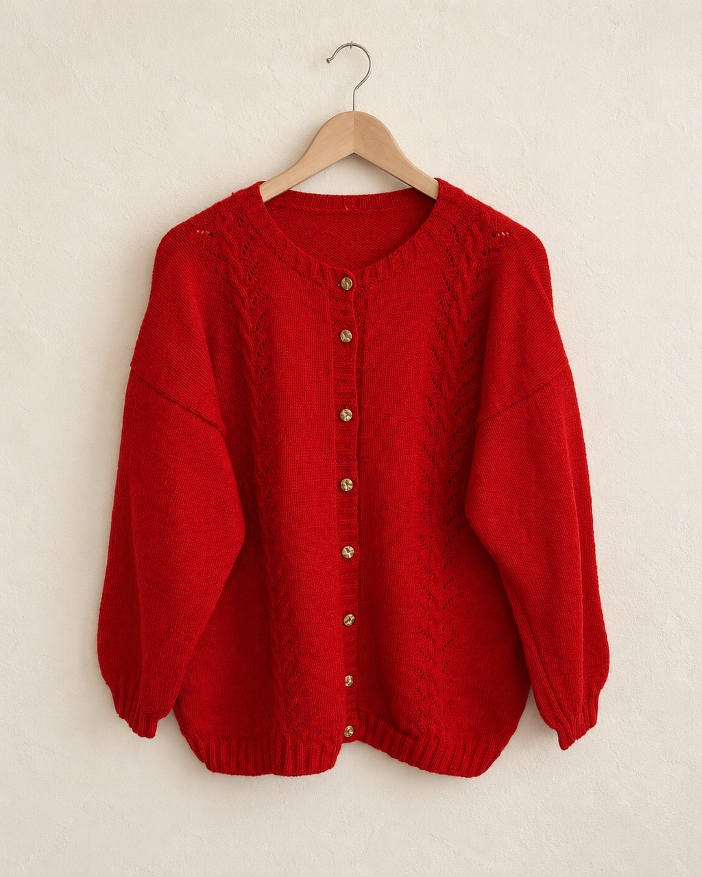 Red classic cardigan (L)
