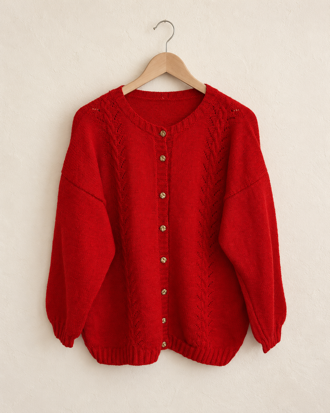 Red classic cardigan (L)