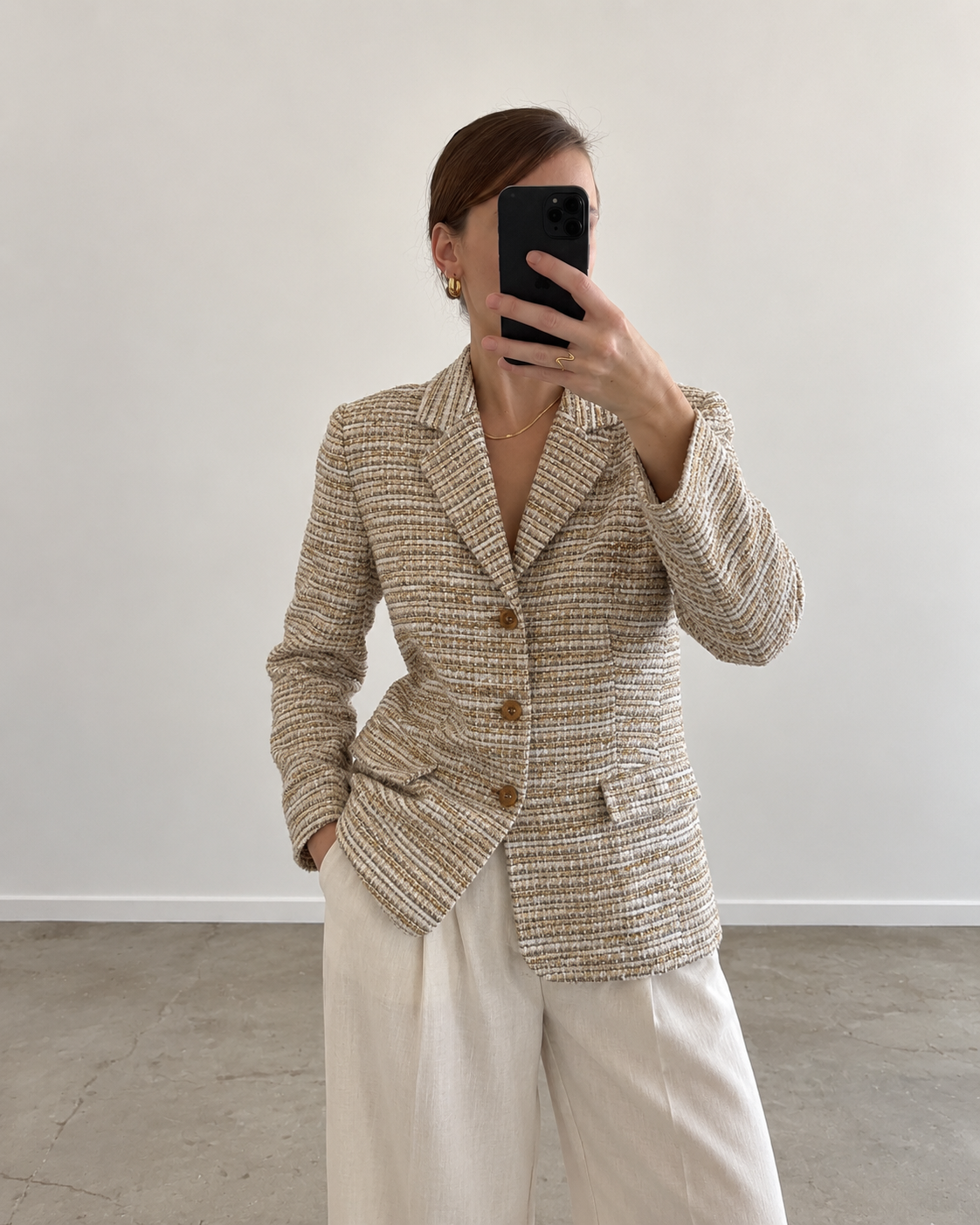 Beige tweed blazer (m)