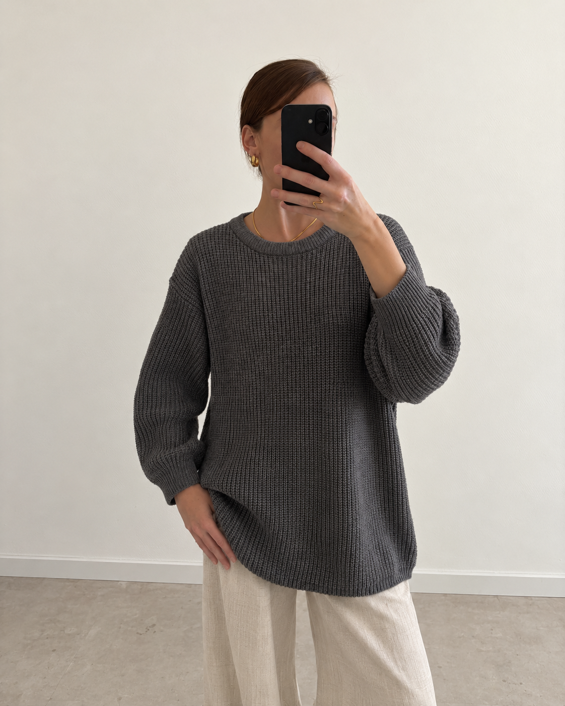 Charcoal grey chunky knit sweater (s/m)