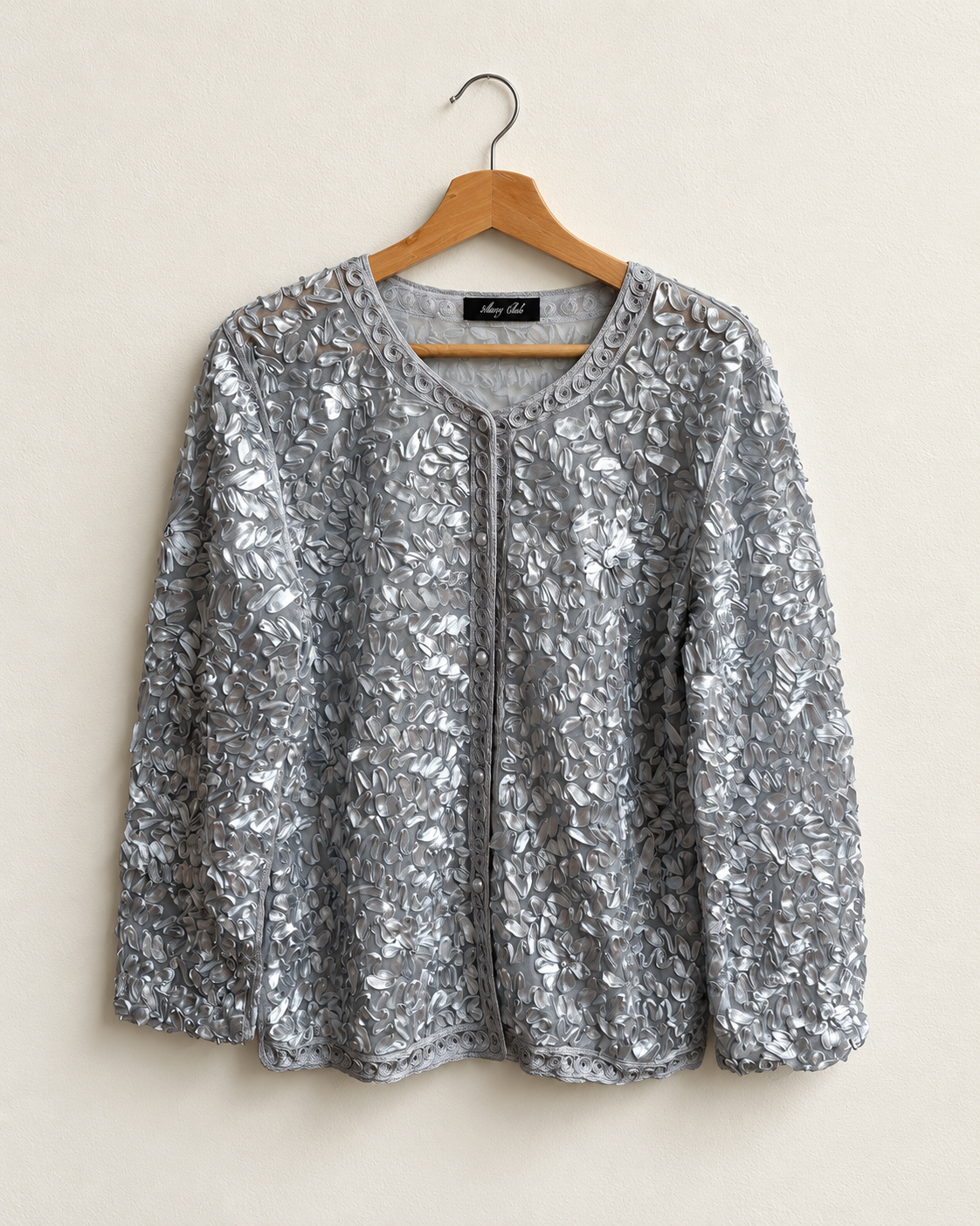 Silver embellished cardigan (m)
