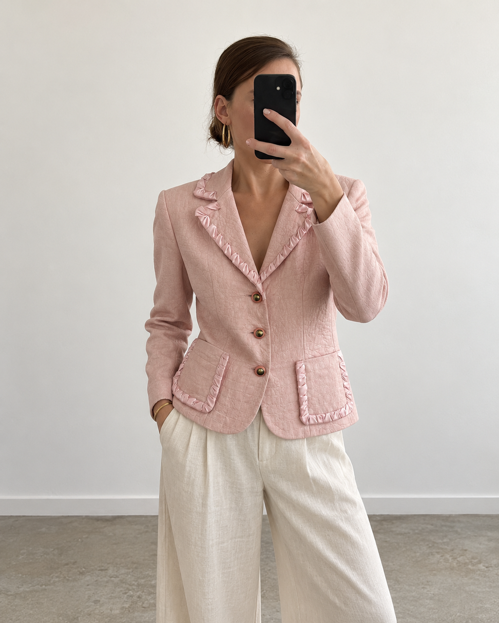 Ruffle blazer blush pink (s/m)