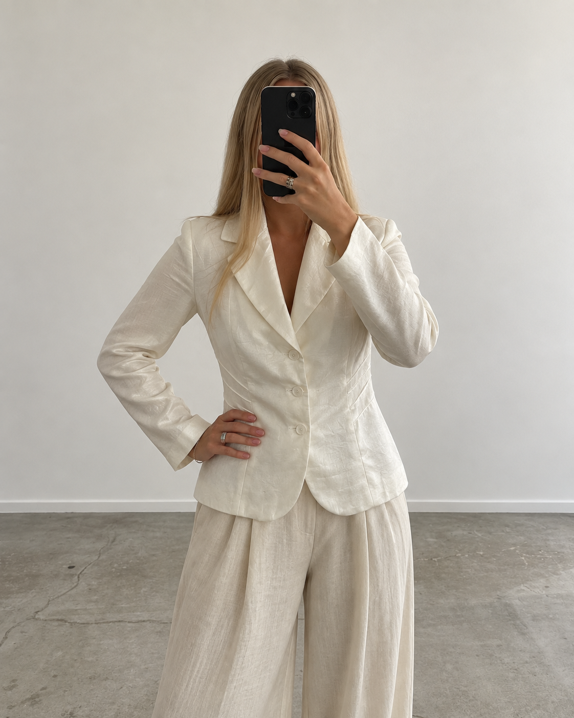Ivory satinlook blazer (s/m)