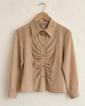 Beige ruched blouse (s)