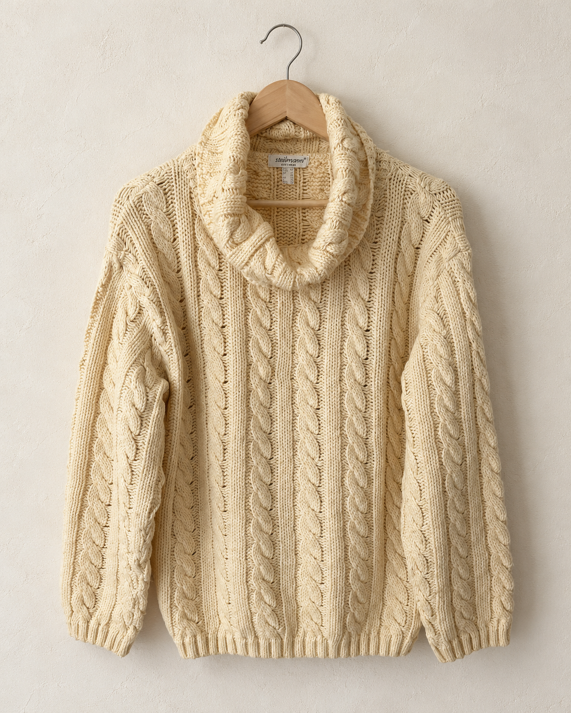 Cream cableknit sweater (m/l)