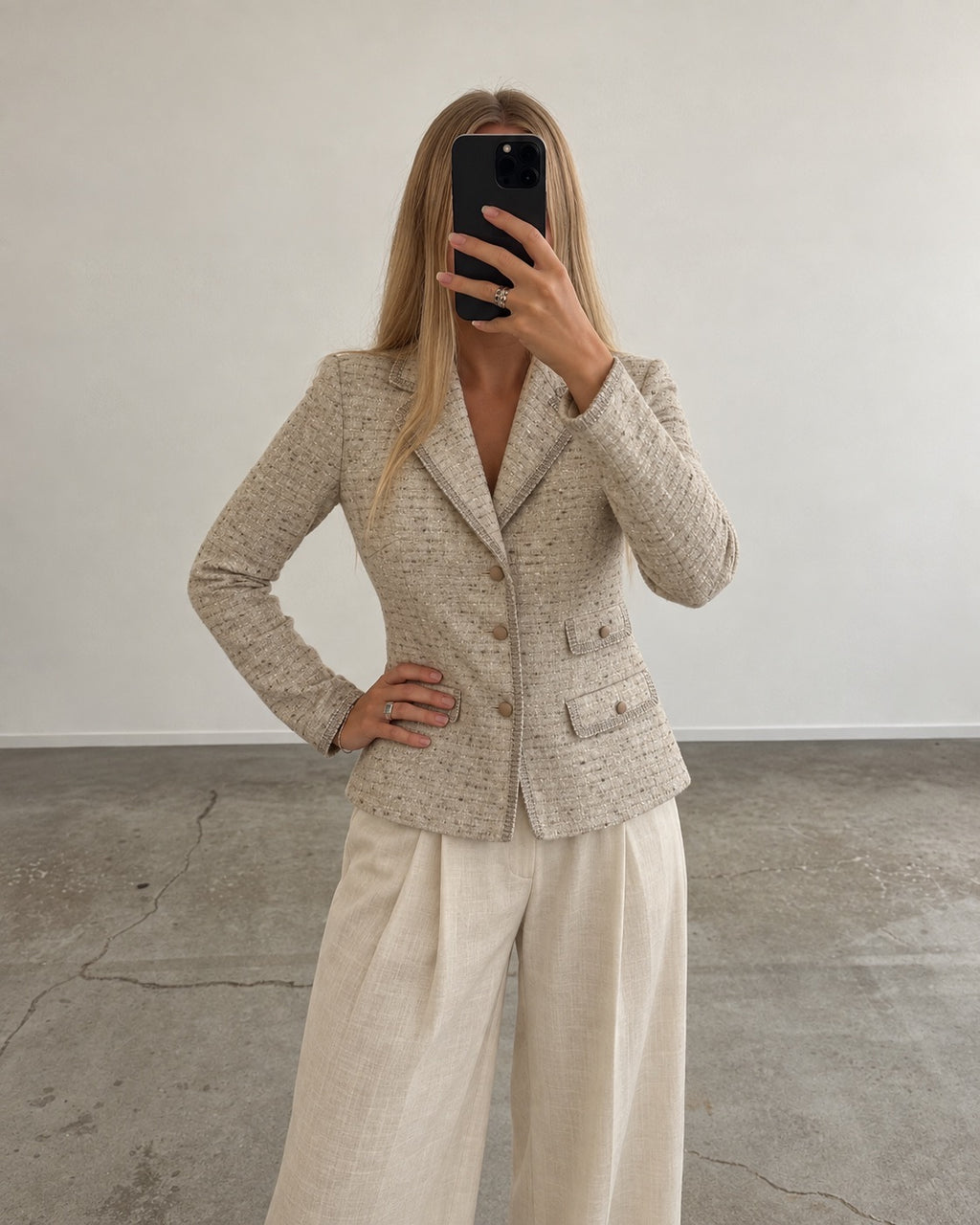 Tweed creme blazer (s/m)